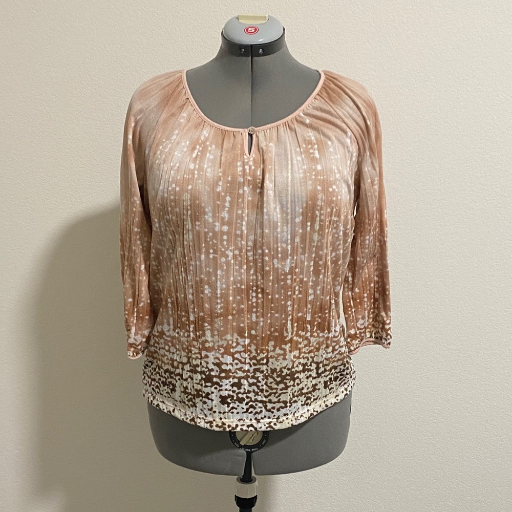 Blouse Top Tee T-shirt Pink White Brown Cream